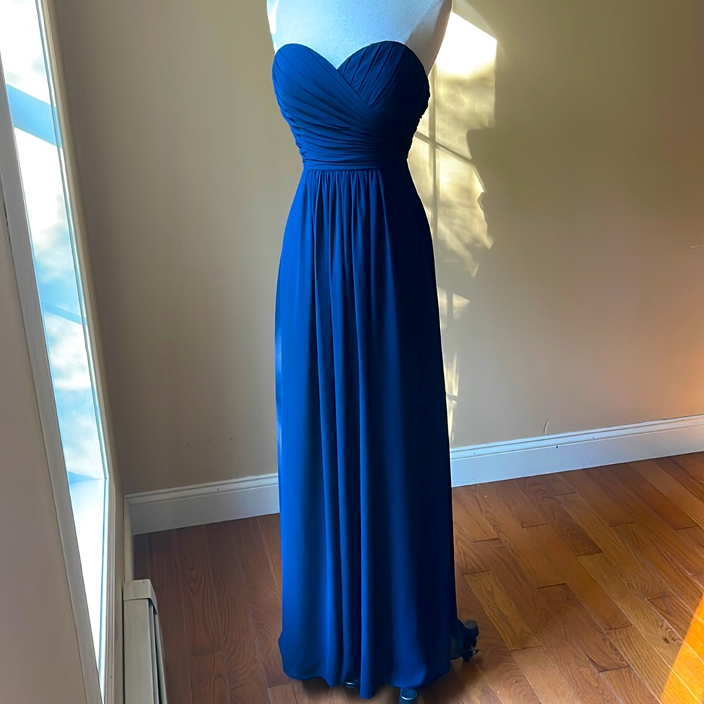 Bill Levkoff Long Strapless Navy Dress Gown Long Size 2 Lined